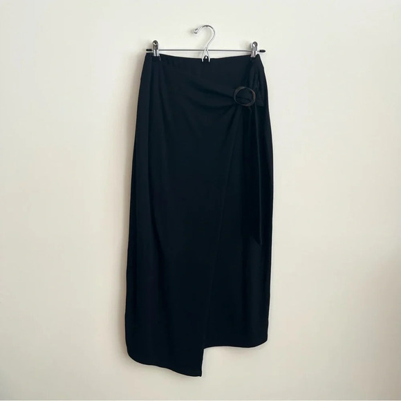 Vince Black O-Ring Wrap Midi Skirt - Picture 3 of 7